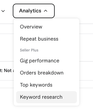 Menu de navegação do Advanced Analytics