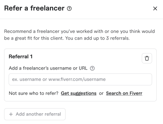 Aggiungere un freelance a una referenza