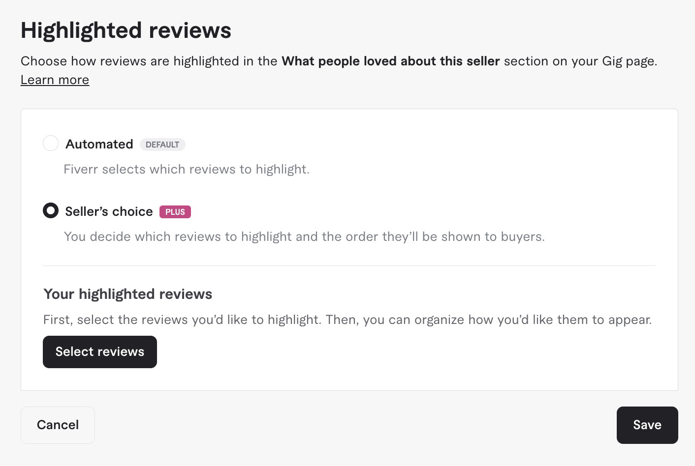Highlighted reviews step 1