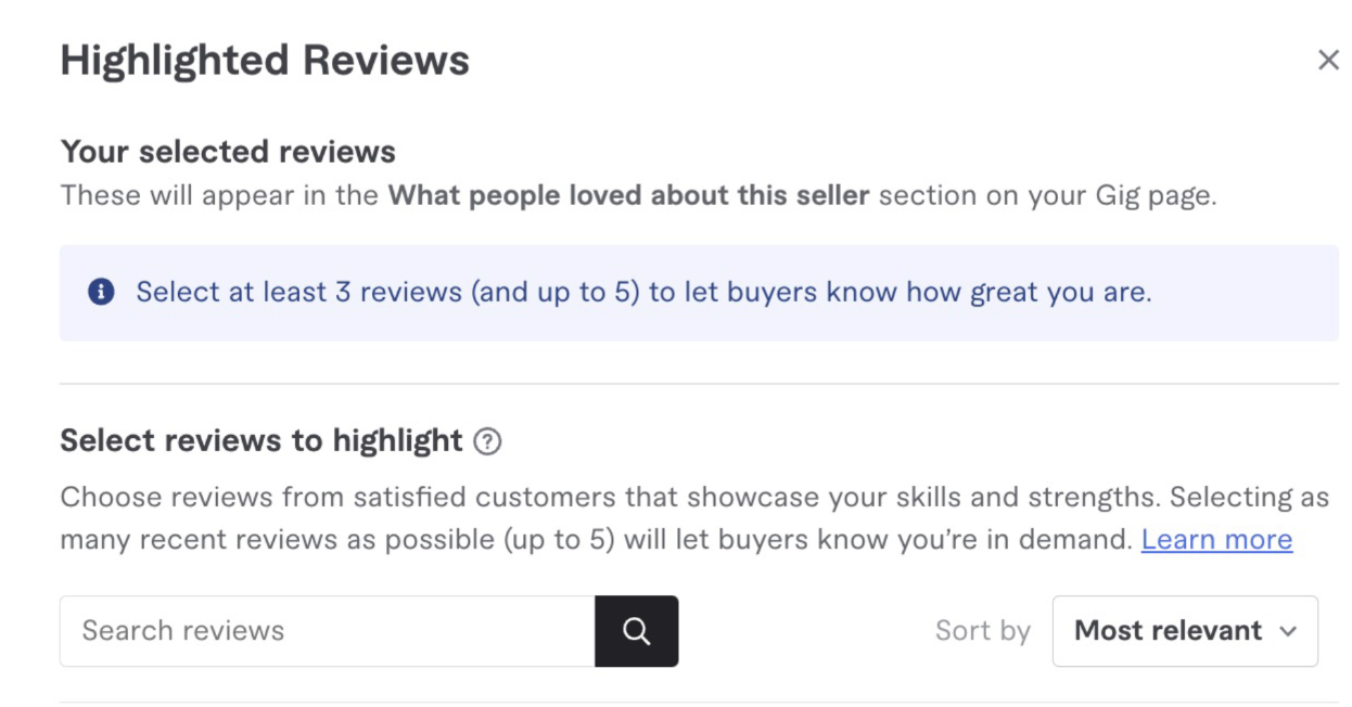 Highlighted reviews step 2