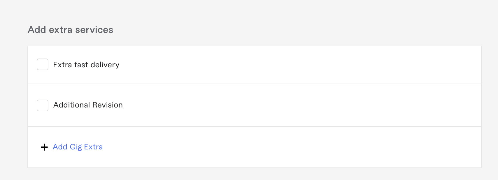 Bereich „Service-Extras“ im Tab „Preise“