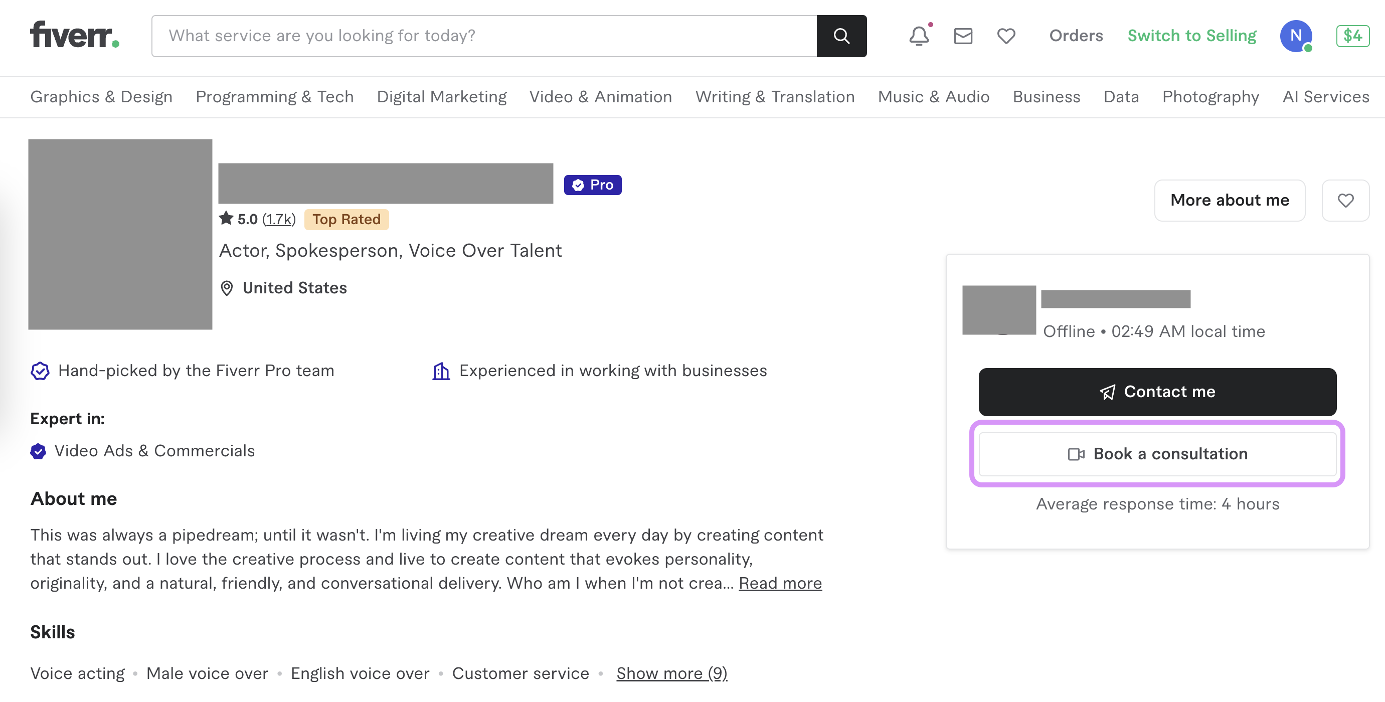 Consultation booking screen